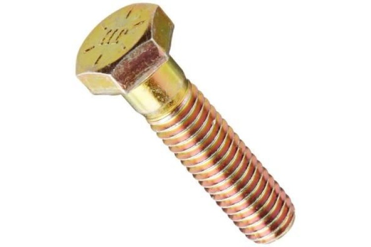 1 X 7 INCH - 8 HEX BOLT (UNC) (YELLOW ZINC) (GRADE 8 OR 10.9)