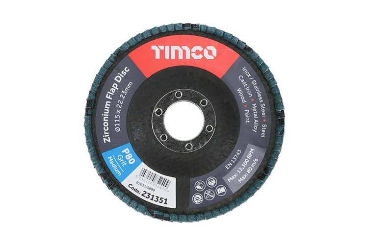 115 X 22.3 ZIRCONIUM P80 GRIT FLAP DISC 