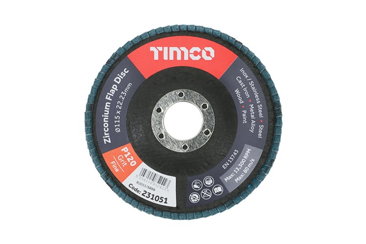 115MM X 22.3MM ZIRCONIUM P120 GRIT FLAP DISC 