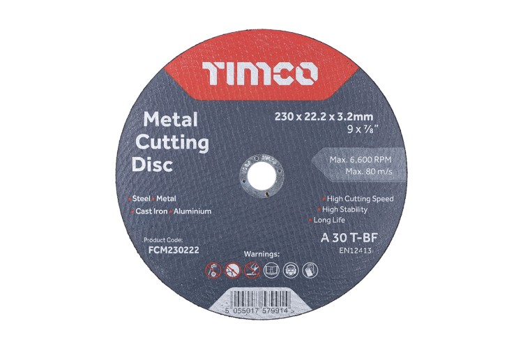 230MM X 22.2MM X 3.2MM CUTTING DISC-METAL FCM230222