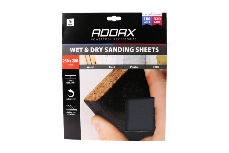 230MM x 280MM MIX PACK (180/320) WET AND DRY SANDING SHEETS (5 PK)