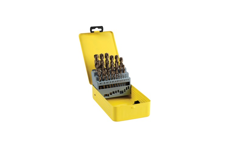 25 PIECE COBALT DRILL BIT SET (1MM - 13MM)  (YELLOW SET)