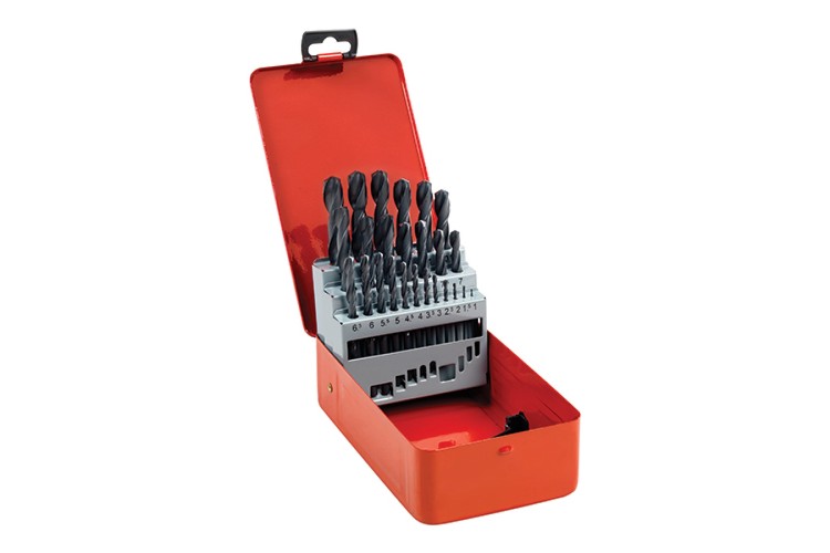 25 PIECE HSS JOBBER DRILL BIT SET 1MM - 13MM (RED SET)