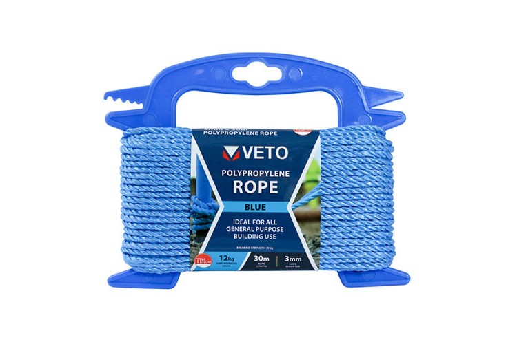 3mm x 30m Blue Poly Rope - Winder BR330W