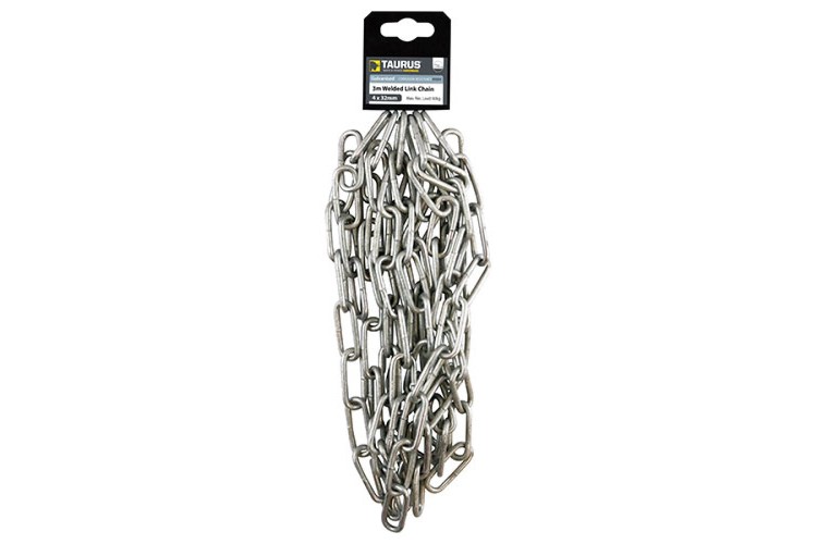 4MM x 32MM WELDED LINK CHAIN (GALV) (3 MTR) Welded Link Chain HDG 432HDGC