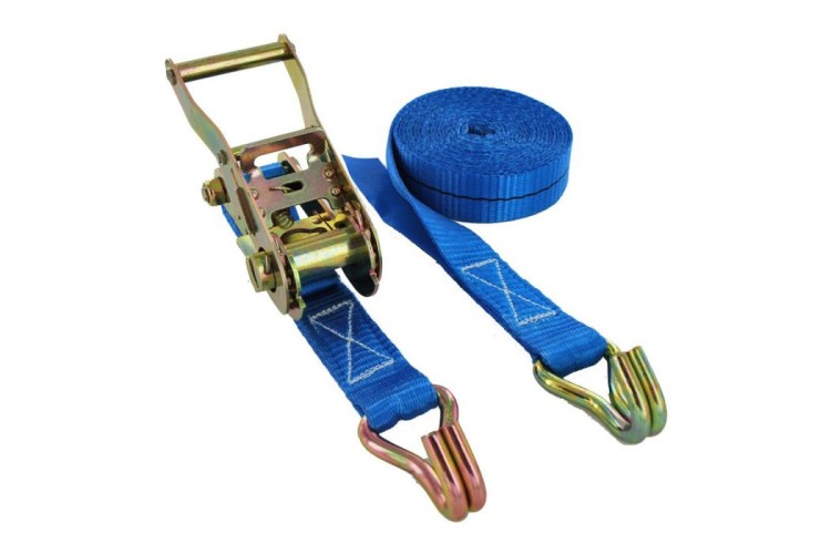 25MM X 4MTR  (3/4 TONNE) COMPLETE RATCHET STRAPS WITH CLAW HOOKS (BLUE)