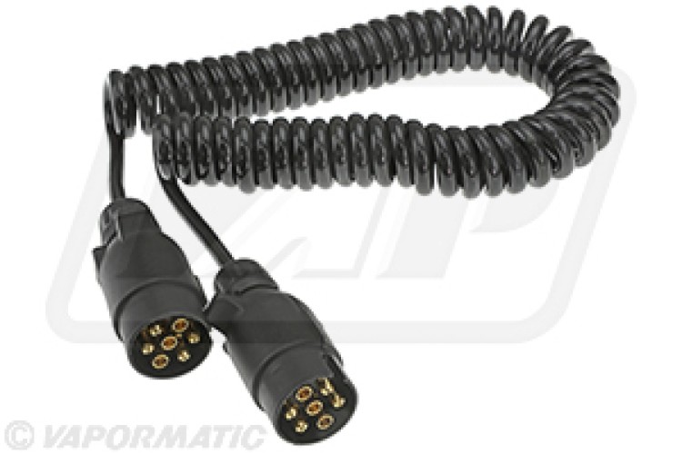 5.0M COILED CABLE WITH TWO 7 PIN PLUGS