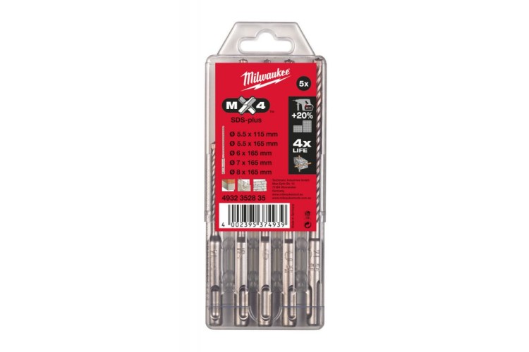 5 PIECE SDS DRILL BIT SET  (MX4)  