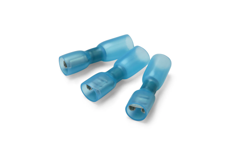 6.3 x 0.8MM HEATSHRINK PUSH-ON TERMINAL (FEMALE) (BLUE) (PACK OF 100)