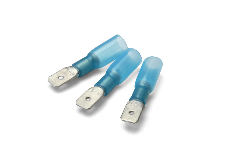 6.3 X 0.8MM HEATSHRINK PUSH-ON TERMINAL (MALE) (BLUE) (1.5MM²-2.5MM²) (100PK)