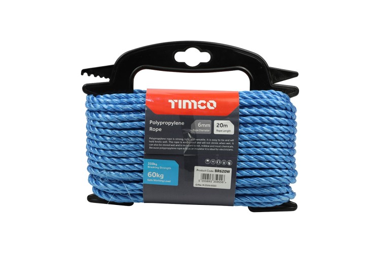 6mm x 20m Blue Poly Rope - Winder BR620W