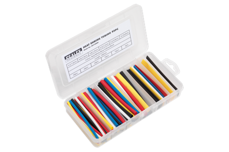 95 PIECE HEAT SHRINK TUBING ASSORTMENT (MIXED COLOURS)