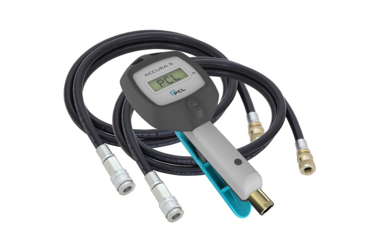 ACCURA 5 Inflator 3-319 psi, 2m Hose with 8v1 Screw-On Connector & 2m Hose with 12v1 Screw-On Connector