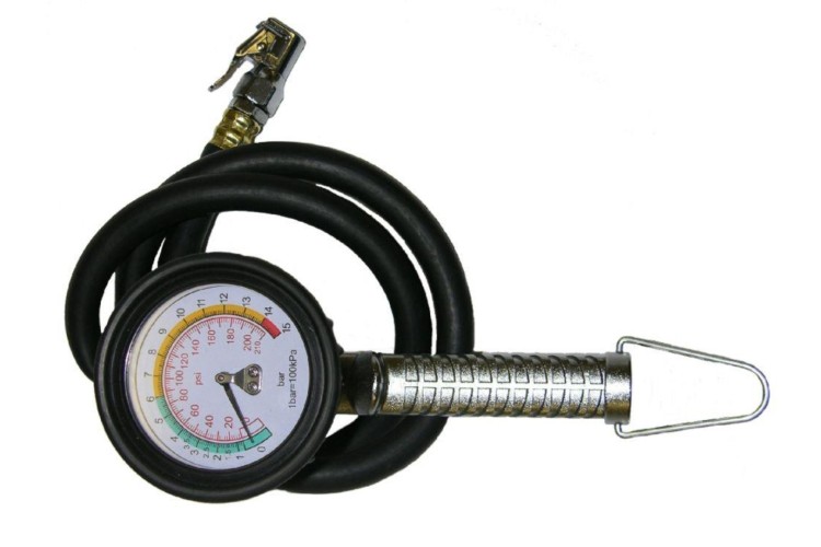 Alloy Dial Tyre Inflator 10-210 psi & 0.7-15 bar, 0.85m Hose Euro Connector