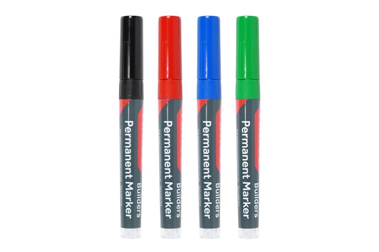 BUILDERS PERMANENT MARKERS FINE TIP (MIXED COLOURS)