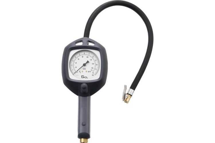 Dial Gauge Inflator, 0-170 psi & 0-12 bar, 0.5m Hose Euro Connector