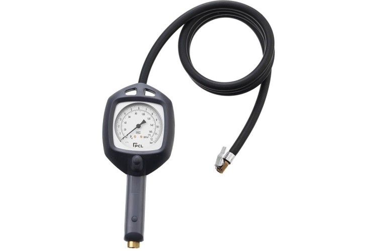 Dial Gauge Inflator, 0-170 psi & 0-12 bar, 1.8m Hose Euro Connector