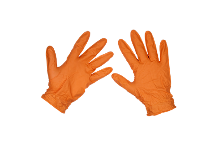 DIAMOND GRIP POWDER-FREE GLOVES (ORANGE) (LARGE) (50PCK) (SEALEY)