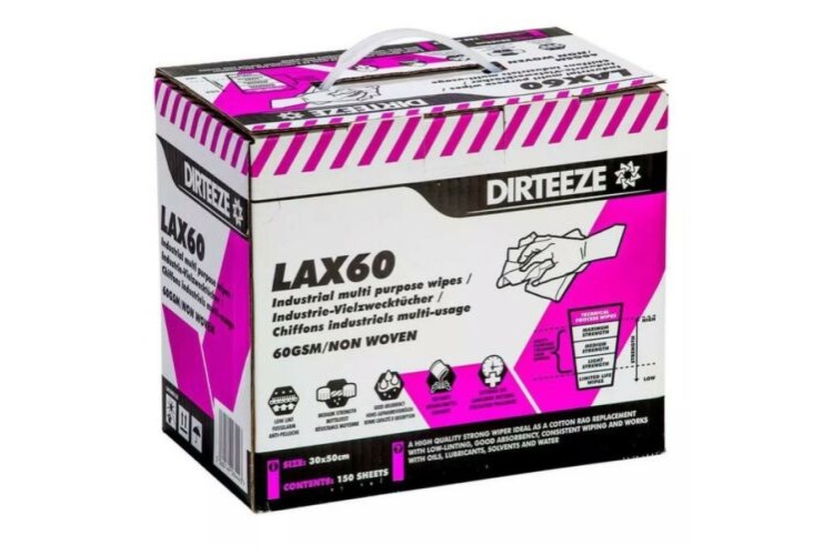 DIRTEEZE LAX60 LOW LINT BOX 160 SHEETS X1 LAX60B150