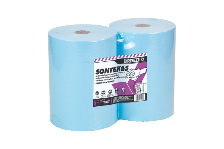 DIRTEEZE LOW LINT WIPES TWIN PACK ROLLS X1 SONTEK65