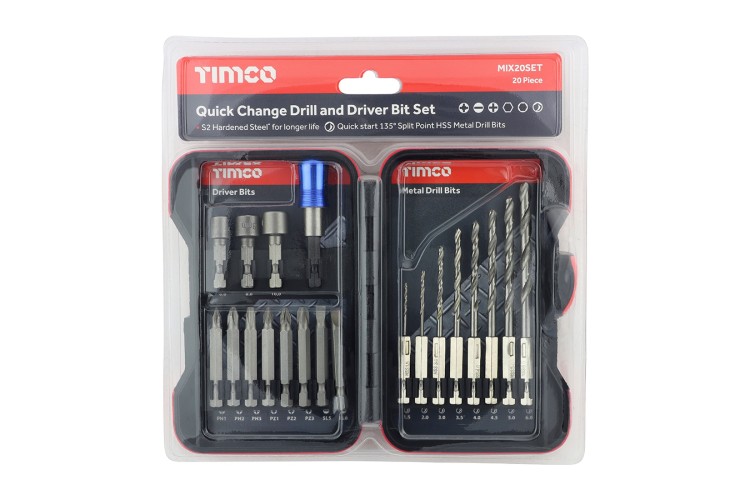 Driver Bit & Ground Jobber Drill Bit Set (20 PK)