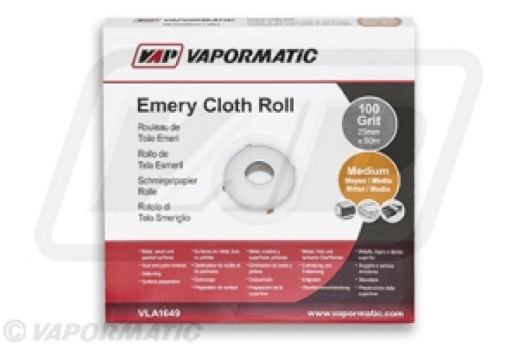 EMERY CLOTH ROLL (MEDIUM) (100GRIT) 25MM X 50MTR (VAPORMATIC)