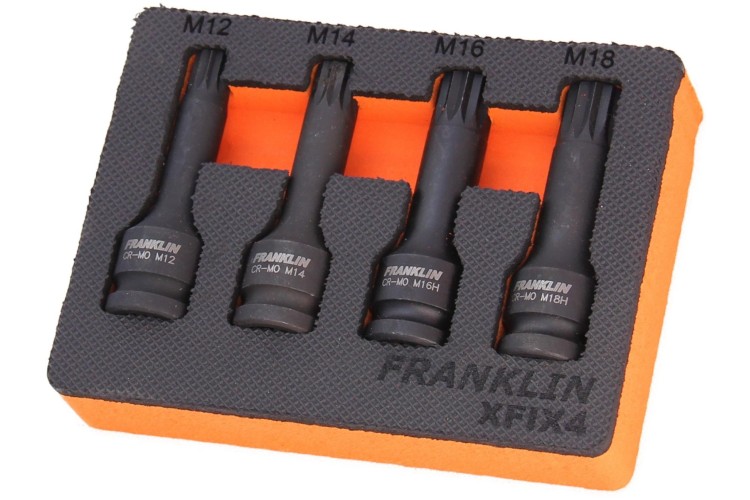 Franklin 4 pce Impact Spline Bit Set 1/2