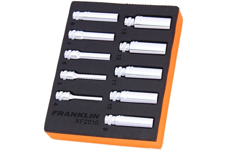 Franklin XF 10 pce 6 pt Deep Socket Set 1/4