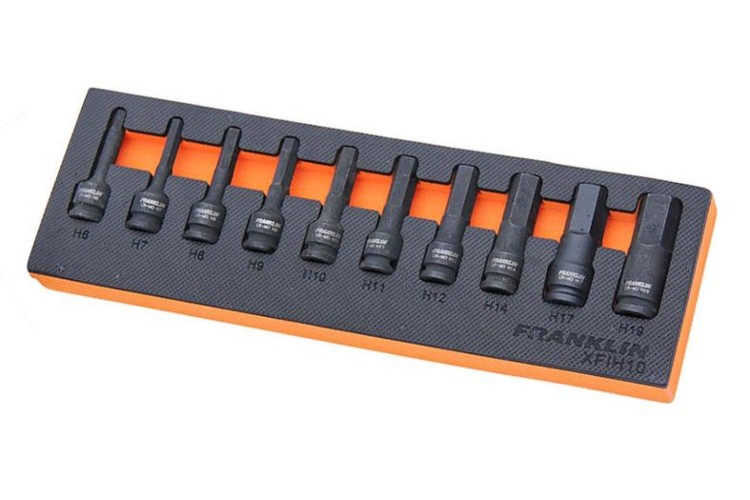 Franklin XF 10 pce Impact Hexagon Bit Socket Set 3/8