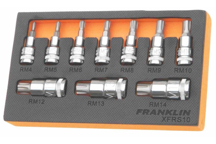 Franklin XF 10 pce Ribe Bit Socket Set 3/8