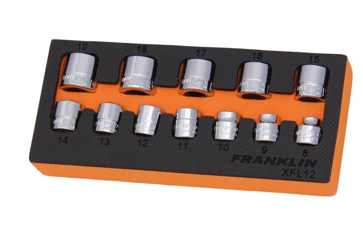 Franklin XF 12 pce 12 pt Low Profile Socket Set 3/8