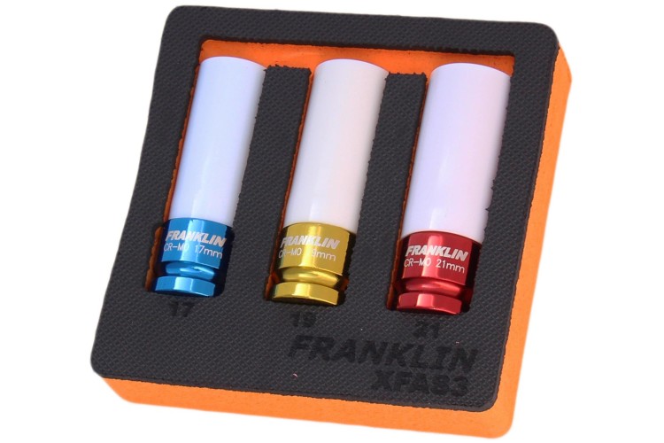 FRANKLIN XF ALLOY WHEEL NUT SOCKET SET (3PCE) (6PT) (1/2