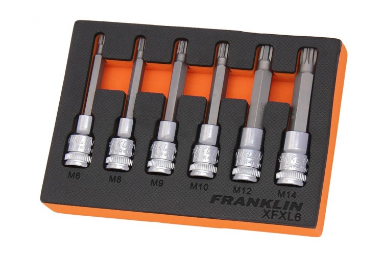 Franklin XF 6 pce Long Spline Bit Socket Set 1/2