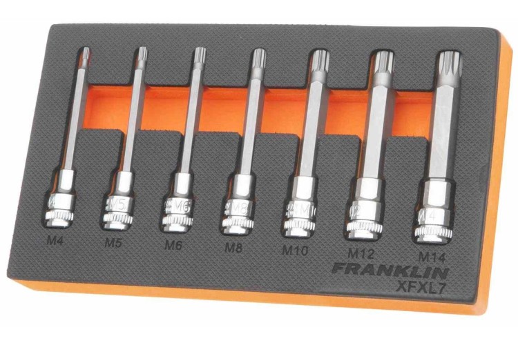 Franklin XF 7 pce Long Spline Bit Socket Set 3/8