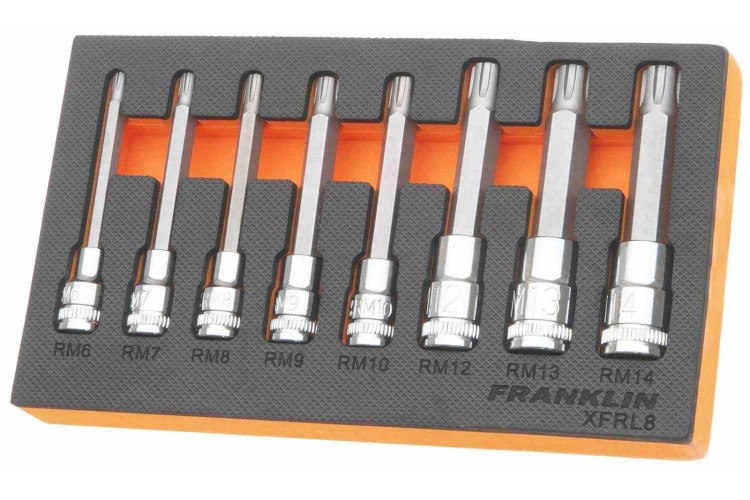 Franklin XF 8 pce Long Ribe Bit Socket Set 3/8