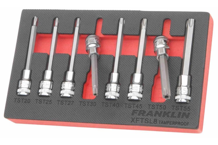 Franklin XF 8 pce Long Tamper Star Bit Socket Set 3/8