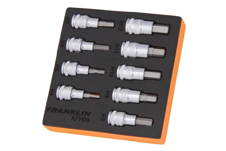 Franklin XF 9 pce Hexagon Bit Socket Set 3/8