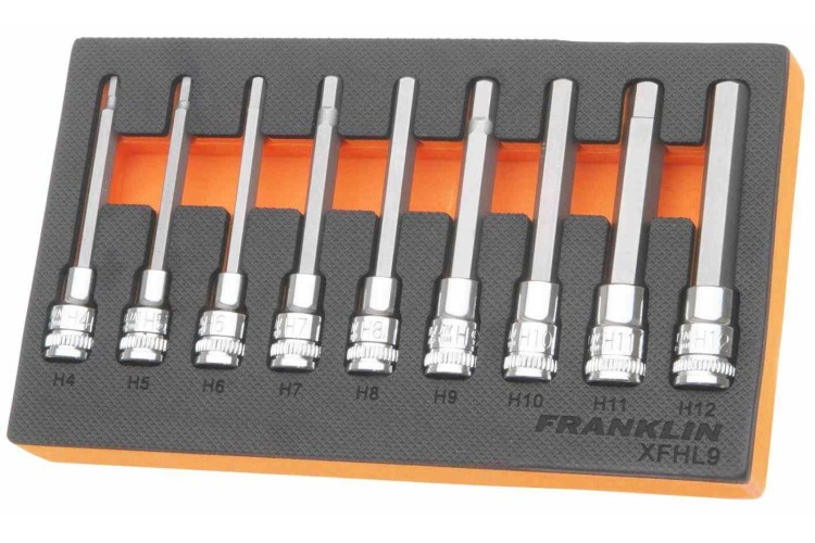 Franklin XF 9 pce Long Hexagon Bit Socket Set 3/8