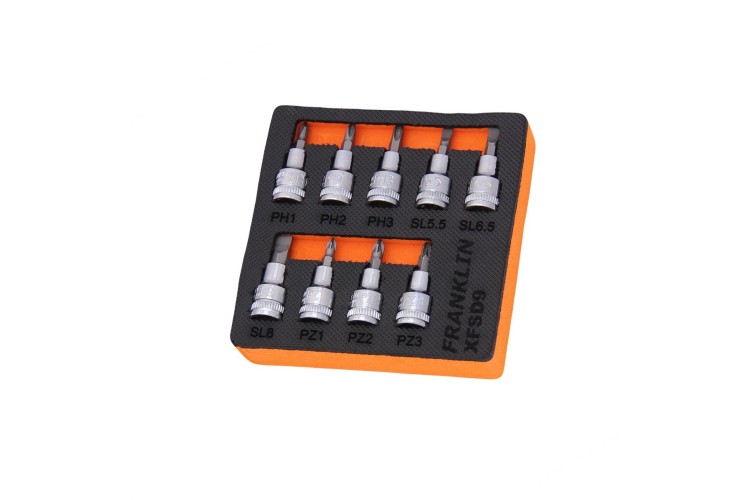 Franklin XF 9 pce Screwdriver Bit Socket Set 3/8