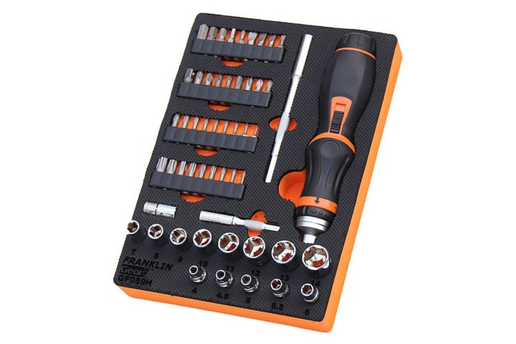 GearF 59pce 6pt Socket and Ratchet Screwdriver Set 1/4