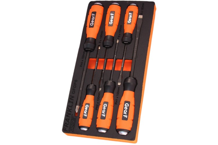 GearF 6 pce Diamond Power Grip Screwdriver Set