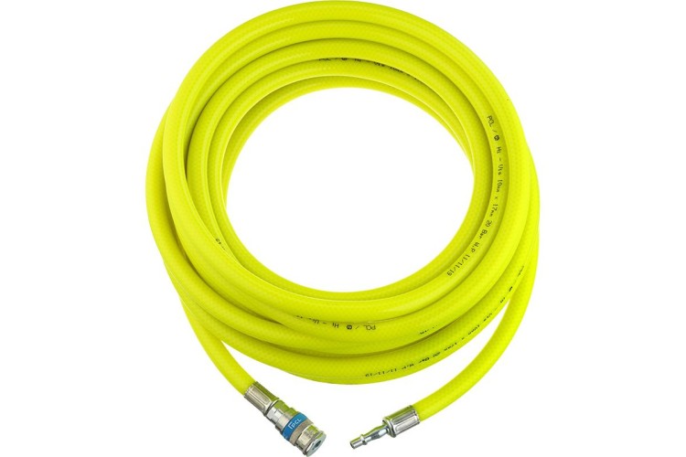 HOSE ASSEMBLY YELLOW HIGH VISIBILITY (10MTR OF 10MM HOSE) (ADAPTOR & VERTEX COUPLING)