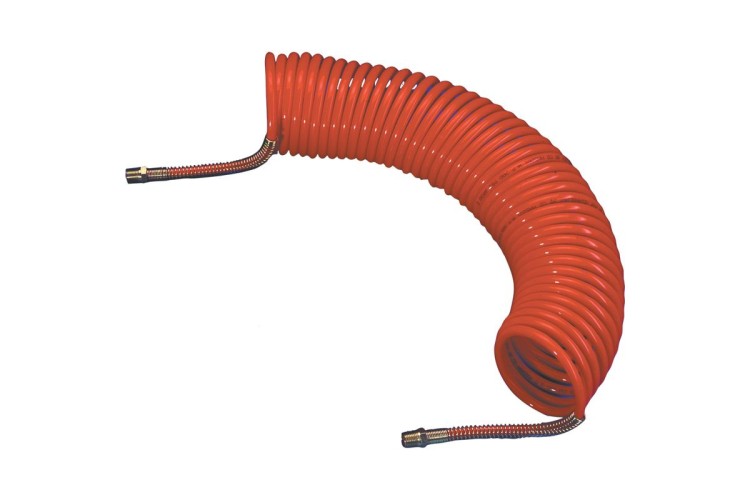 Nylon Coiled Hose Assembly 7.62m (25Ft) of 6mm i/d Hose, Male Thread R 1/4 Swivel Ends