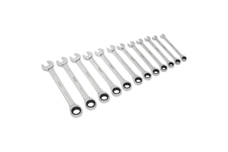 RACTHET COMBINATION SPANNER SET 12PC METRIC 